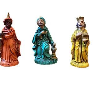 Resin Christmas Nativity 3 Wiseman Kings Figurines Vintage 3 Inches Tall